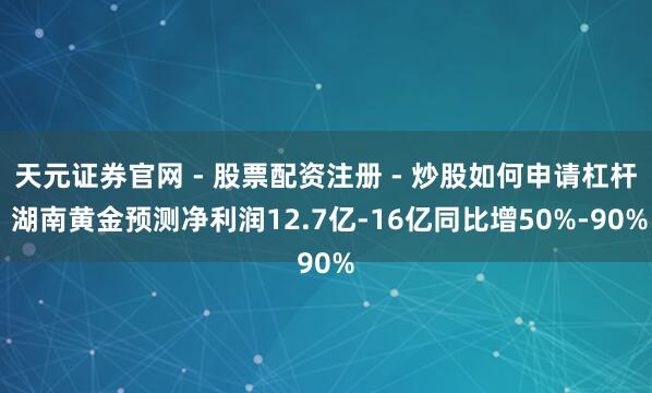 天元证券官网 - 股票配资注册 - 炒股如何申请杠杆 湖南黄金预测净利润12.7亿-16亿同比增50%-90%