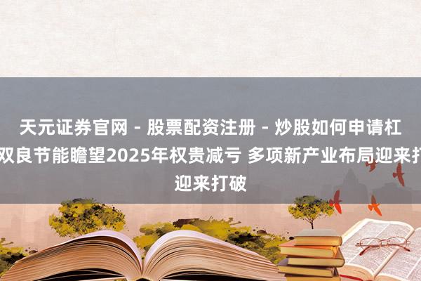 天元证券官网 - 股票配资注册 - 炒股如何申请杠杆 双良节能瞻望2025年权贵减亏 多项新产业布局迎来打破