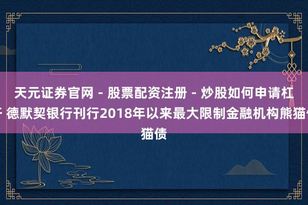 天元证券官网 - 股票配资注册 - 炒股如何申请杠杆 德默契银行刊行2018年以来最大限制金融机构熊猫债