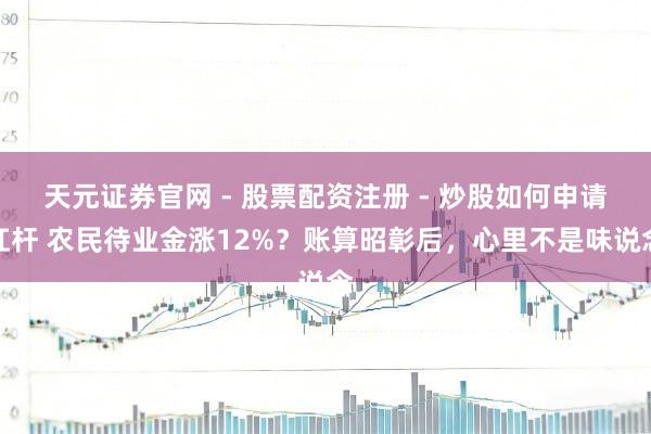 天元证券官网 - 股票配资注册 - 炒股如何申请杠杆 农民待业金涨12%？账算昭彰后，心里不是味说念